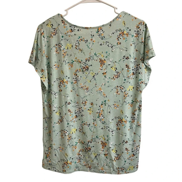 Ann Taylor LOFT Outlet Women’s SP Mint Green Ditsy Floral Flutter Sleeve Top - Picture 2 of 8